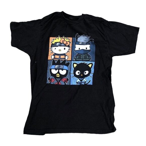 RARE 2007 Hello Kitty X Naruto Shippuden Graphic T Shirt Large - Picture 1 of 7